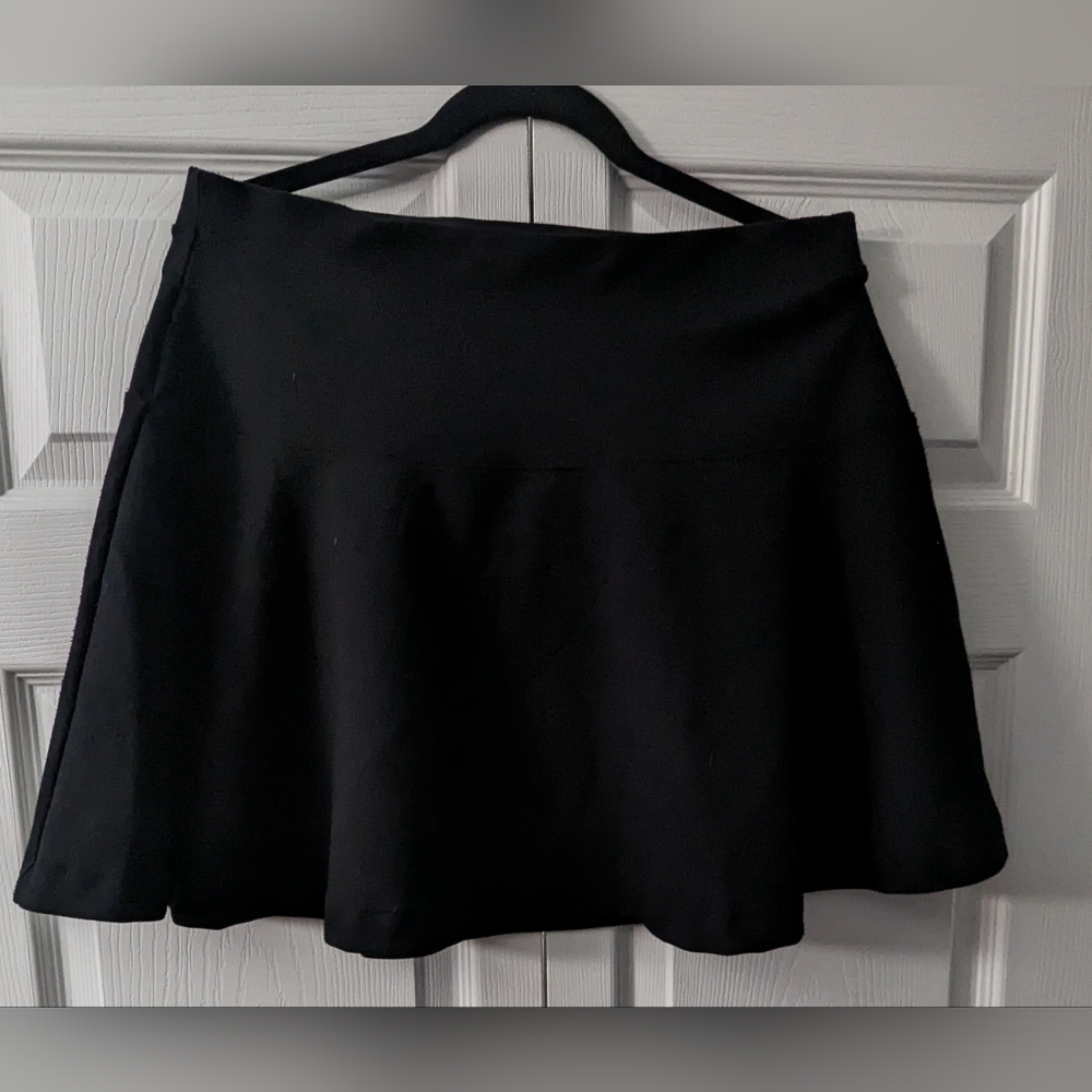 Retro Old Navy Skirt womens sz Large Circle Knit Stretch Pull On Skater Black